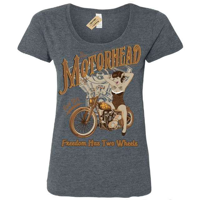 T-shirt Motorhead biker pinup donna scoop donna