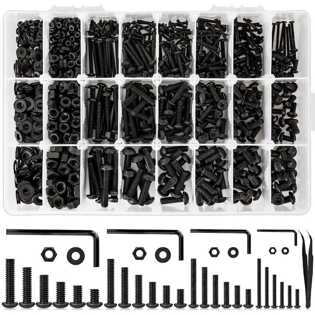 Sutemribor 546-Piece M3 Bolt, Nut & Washer Assortment Kit - Button Head Cap Screws In Multiple Lengths, 10.9 Grade Steel - View #2