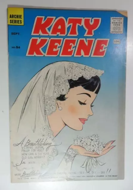 Katy Keene #54  Sept 1960 Archie Comics Bill Woggon Art Wedding Cover Vg + 4.5