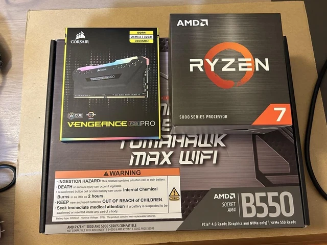 MSI B550 AMD Ryzen 7 5700X 32GB Corsair Vengeance DDR4 RAM