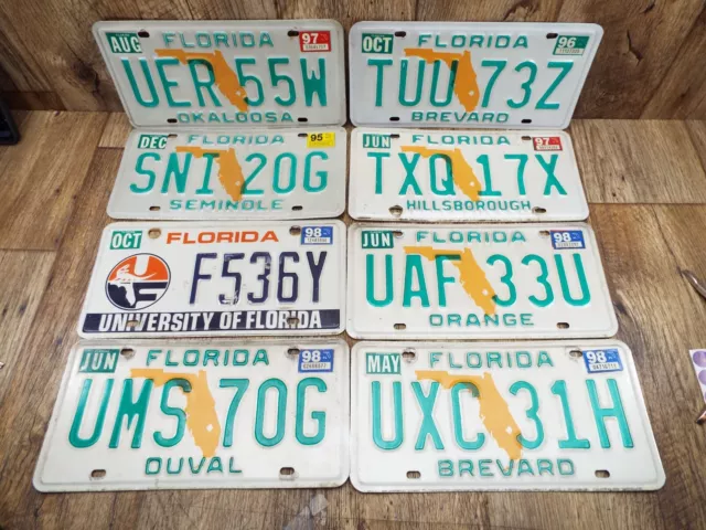 8-VINTAGE Florida License Plate SUNSHINE STATE MAN CAVE