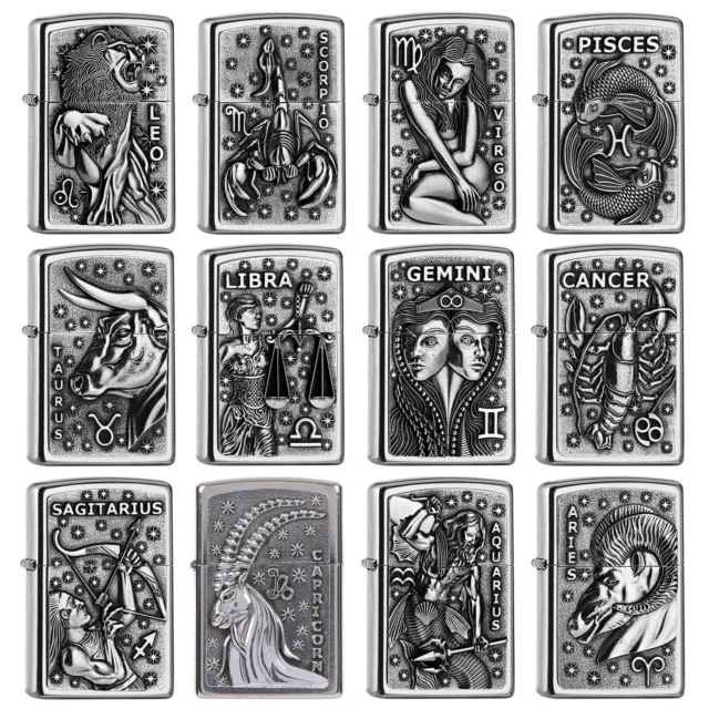 ZIPPO Genuine Lighters 12 Zodiacs Windproof Petrol Refillable Cigarette Lighter