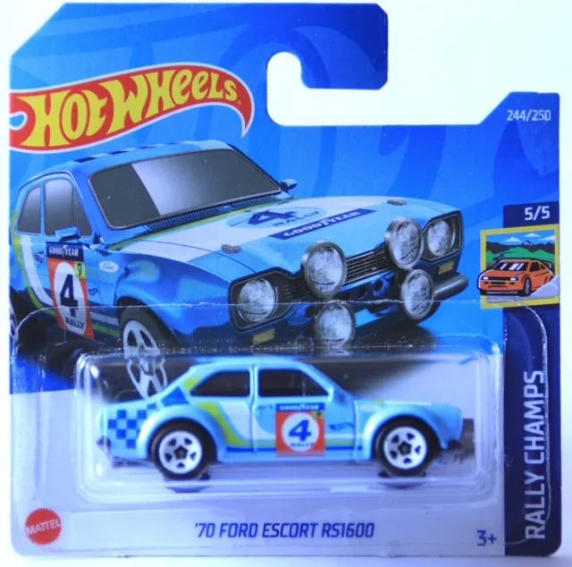 Hot Wheels 70 Ford Escort RS1600 Spielzeugauto Blau 244/250 2022 HCV30