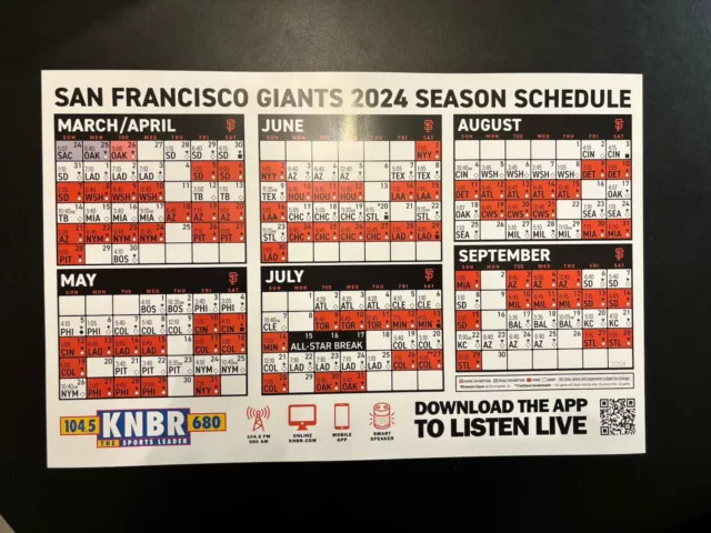 2024 SAN FRANCISCO SF GIANTS AUTHENTIC FAN SCHEDULE CHEER CARD SGA 11 by 17 inch