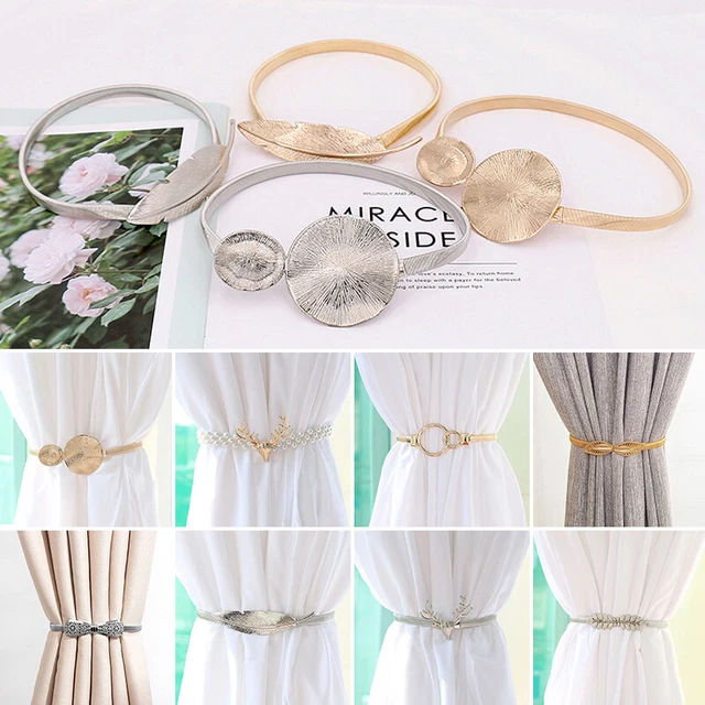 Home Metal Spring Curtain Tie Backs Buckle Clips Holdbacks Rope Tiebacks Decor