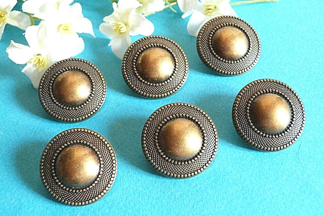Lot De 6 Boutons Vintage Marron Doré à Pied 2,3 Cm – Référence 1147, Occasion, Pour Bijoux Ou Couture