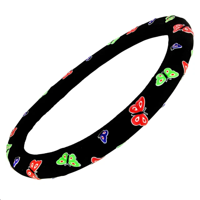 Lenkrad Bezug Schoner schwarz mit Schmetterling Muster bunt Girlie 37 38 39 cm