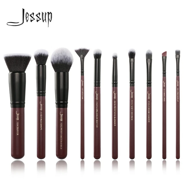 Jessup pennelli 10 pz/set Prugna spazzole di Trucco strumenti di Cosmetici Make