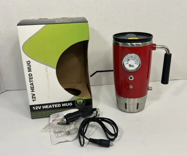 Tech Tools Retro Heated Smart Travel Mug Stainless Steel - 12V (Red)
