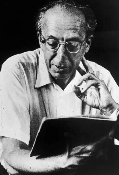 composer Aaron Copland reading a musical score - 1965 Old Photo