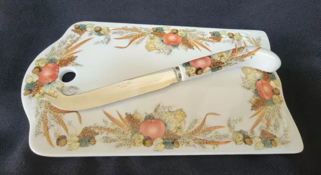 Andrea by Sadek ~porcelain~ cheese serving board tray~ w/ Knife ~Japan ~Vintage