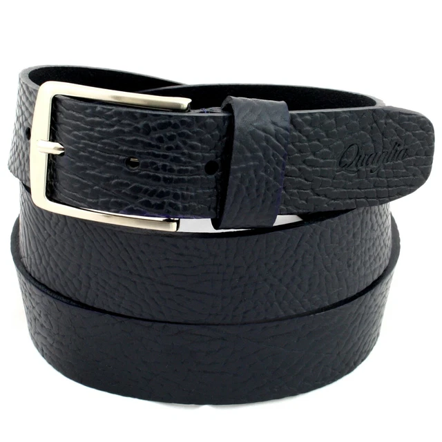 Cintura Uomo vera Pelle Blu Cinta Donna in Cuoio Sportiva Casual di da 3,5 cm st