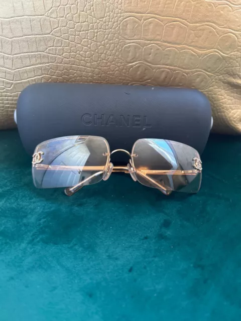 CHANEL, Accessories, Chanel Y2k Quilted Iridescent Blue Chameleon  Sunglasses Rare Rainbow