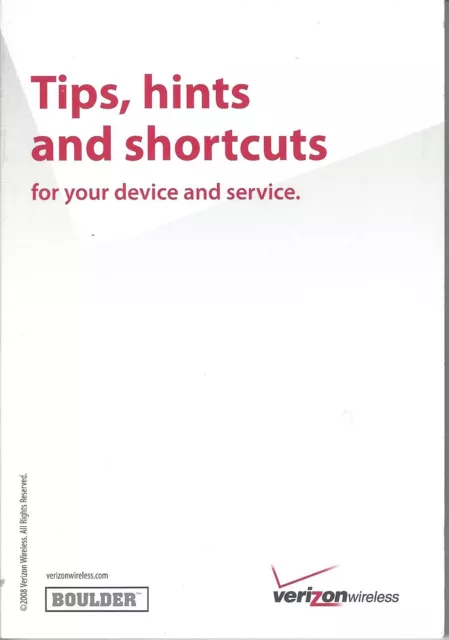 G'zOne Boulder Tips Hints and Shortcuts Book/Manual Verizon Wireless NEW Unopen