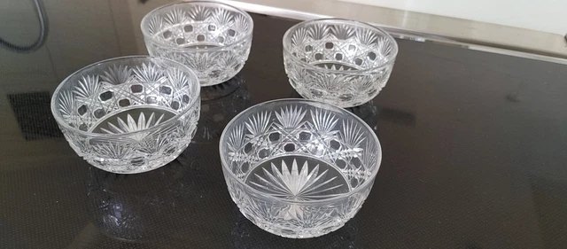 Set 4 ABP Brilliant Cut Glass Finger Bowls / Berry Bowls Pineapple 4 1/8"
