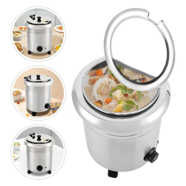 10L Kitchen Electric Soup Warmer 400W Stainless Catering Buffet Soup Kettle Pot