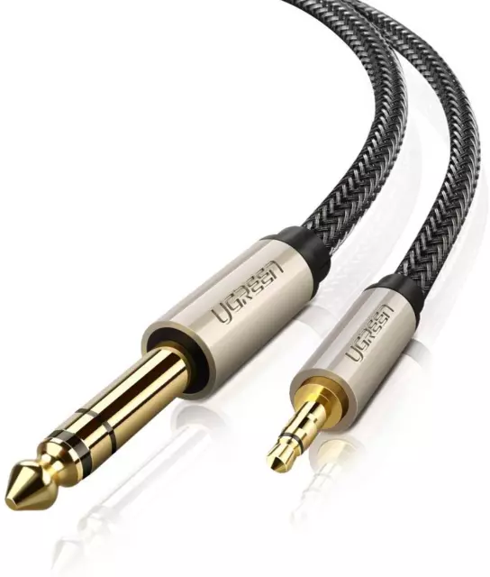 Aux Jack 10 Feet Cable 3.5mm 1/8" Male to 6.35mm 1/4 Male TRS Stereo Audio Cable