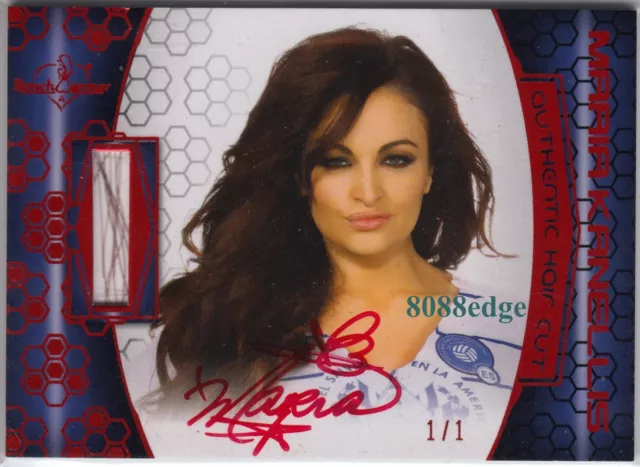 2012 Benchwarmer Soccer Hair Cut Auto: Maria Kanellis #1/1 Of Red Autograph Dna