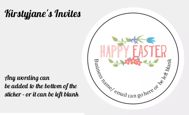 Personalised Stickers Labels Tags Circle Present Gift Happy Easter Business