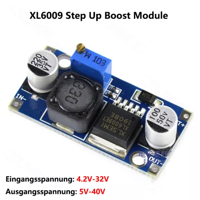 XL6009 Step Up Boost Power Supply DC-DC Adjustable Converter Modul 4.2V - 32V