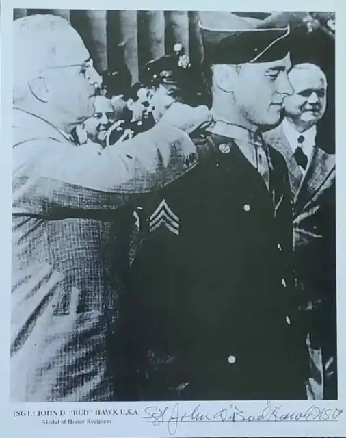 John D Bud Hawk Medal of Honor Signed Autograph 8x10 Photo