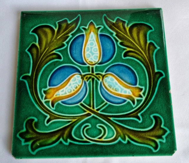 Art Nouveau Majolica Tile. Corn Bros. C1905. 2