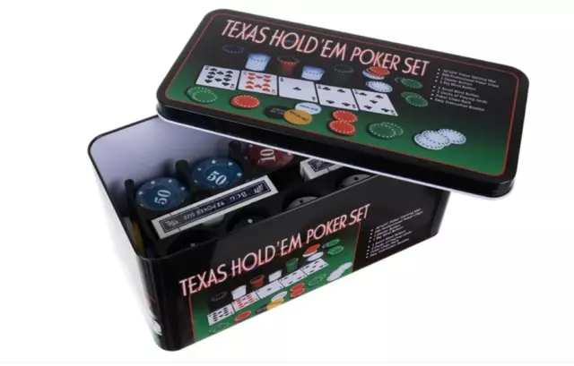 Texas Holdem Pokerkartenspiel Kartenspiel Poker Set 200 Chips Black Jack 600 2