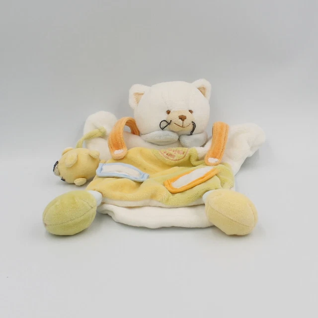 Doudou et compagnie plat marionnette chat blanc vert orange bleu souris - 2338