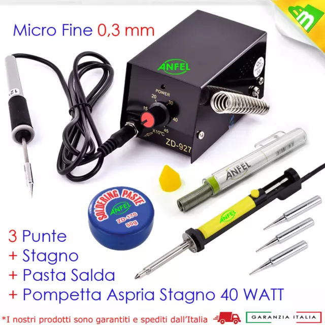 Mini Stazione Saldante 3 Punte Ultra Fine Zd-927 Saldatore Pasta Salda + Zd-211