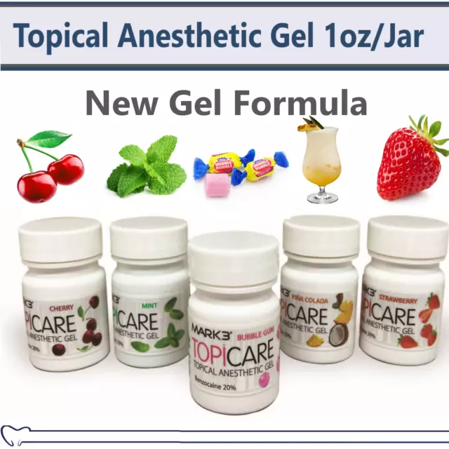 3/5Pk Dental Topical Anesthetic Gel 20% Benzocaine 1oz Jar Made in USA Exp 09/24