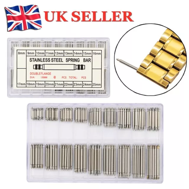 360PCS Stainless Steel Watch Band Strap Spring Bars Link Pins Repair Tool Sets