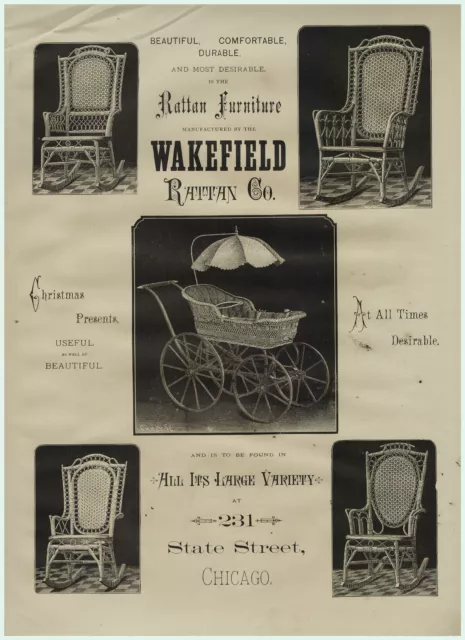 SUPER Rare 1879 Lg Advertising - Rattan Heywood Wakefield Wicker Furniture