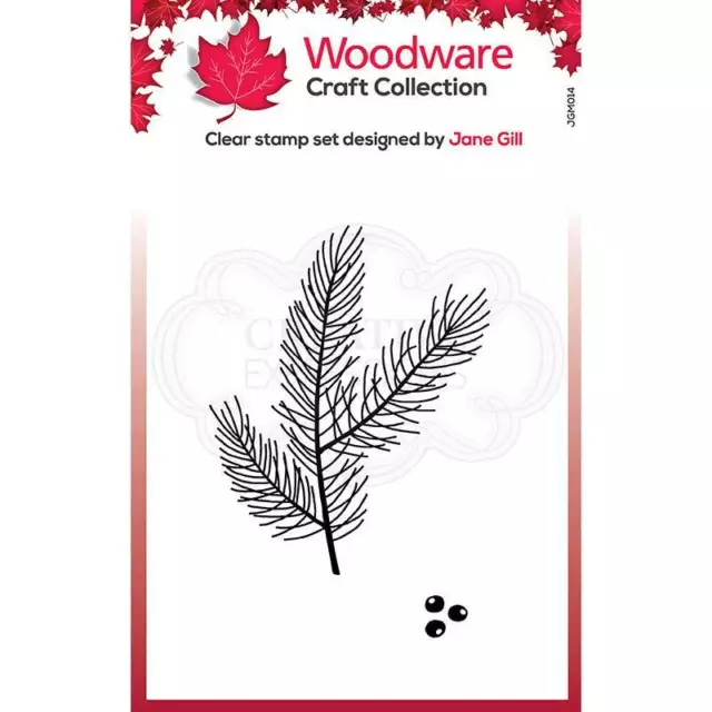 Woodware Mini Pine Branch Clear Stamp Set Winter Birthday Christmas Card Making