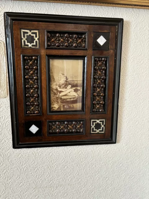 Mashrabiya & Mother Of Pearl Picture Frame In The Liberty Style Dated 1891.