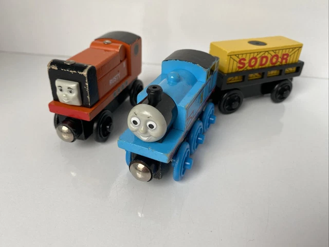 THOMAS THE TANK Engine Wooden Railway Trains Thomas Rusty & Sodor Cargo ...