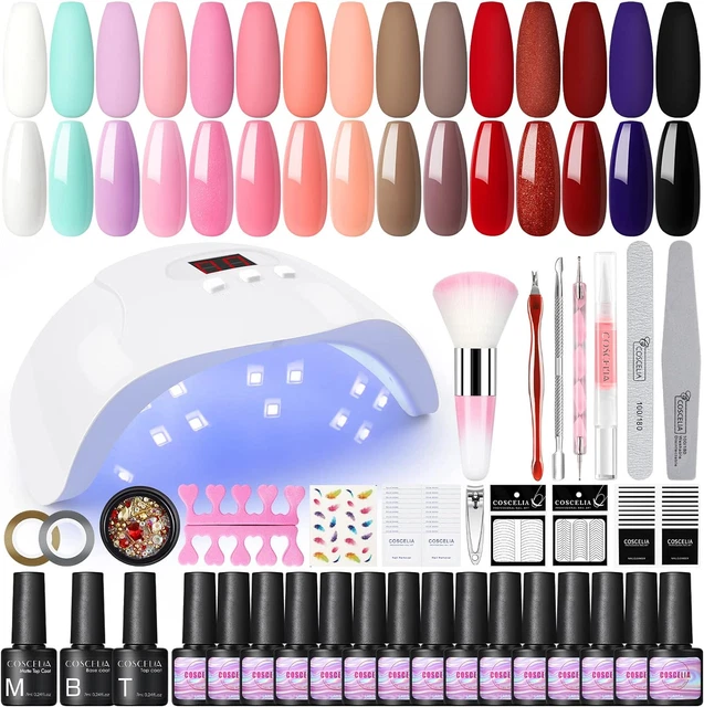 COSCELIA Gel Nail Kit 15 PCS Gel Nail Polishes 36W LED U V Nail Lamp for Nail...