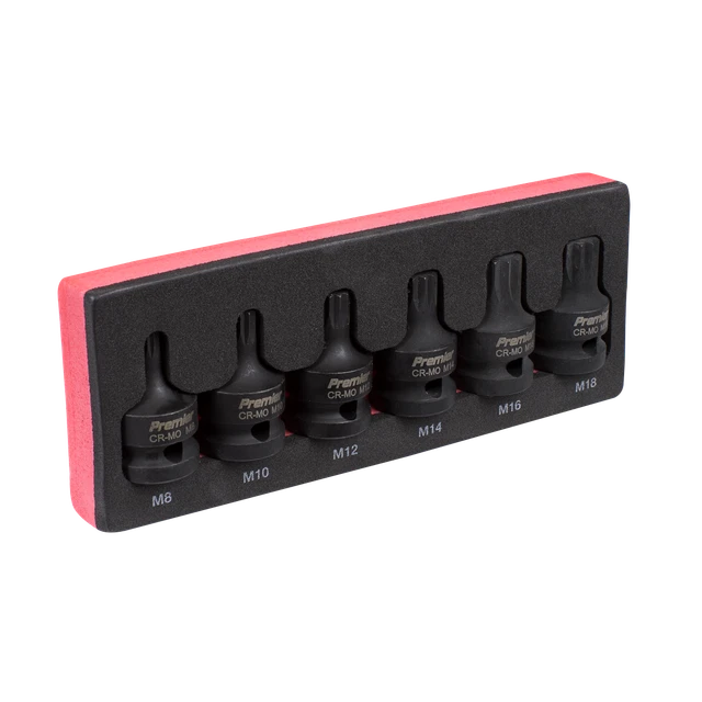 Impact Spline Prise Bit Ensemble 6pc 1.3cmSq Lecteur AK5608 Sealey Neuf