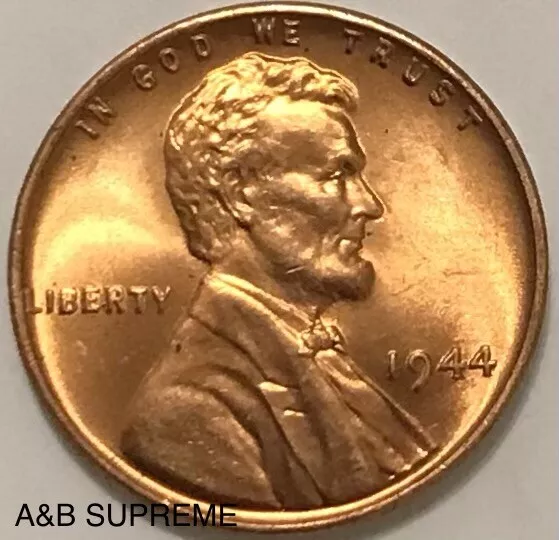 1944 Lincoln Wheat Cent Bronze Penny Gem Bu Uncirculated