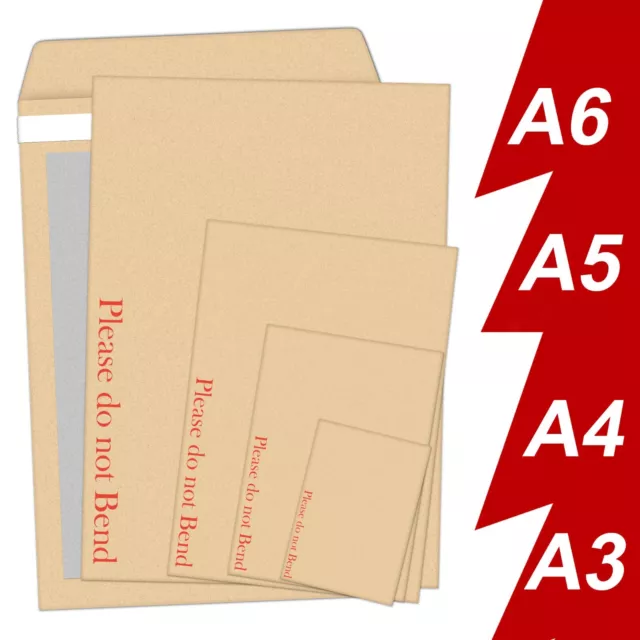 A4 A5 A3 A6 Do Not Bend Envelopes Please Rigid CardBoard Hard Backed Self Seal