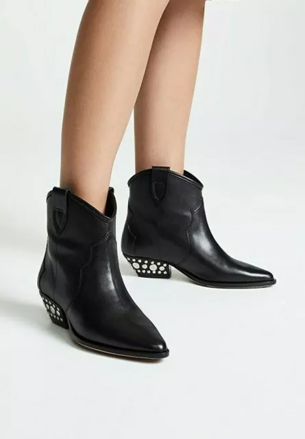 Isabel Marant Dawyna Studded Leather Ankle Boots US 8, EU 39 Black Western Biker