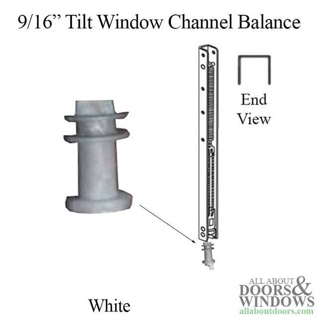 736 Custom Channel Balance for Tilt Windows, White, 9/16 x 9/16 Sizes 10-45, A-I