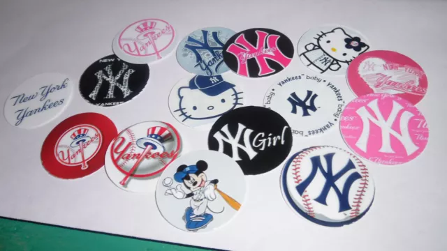 Pre Cut One Inch Bottle Cap Images New York Yankees Baseball Free Ship