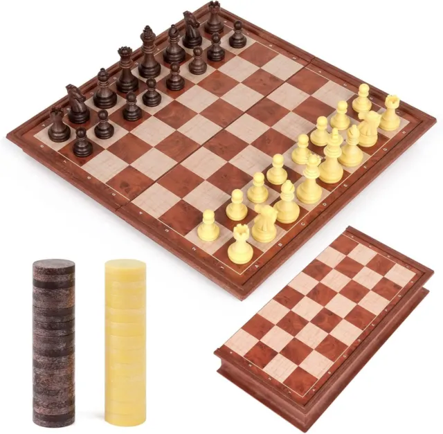 Board Games 2 in 1 Magnetic Chess Checkers Board Toys