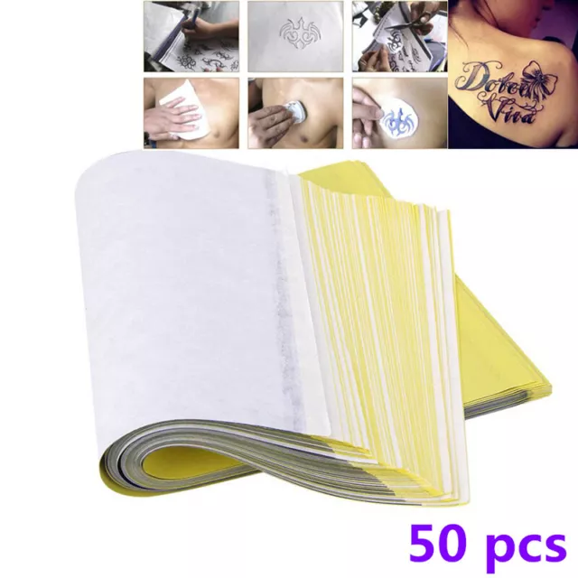 50 Sheets Tattoo Transfer Paper A4 Tattoo Stencil Thermal Stencil Paper Reusa#km