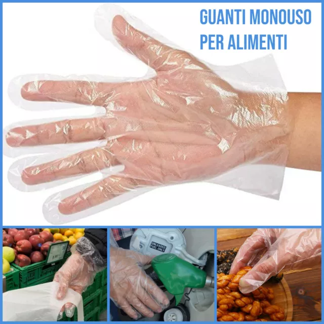 Guanti monouso trasparenti in polietilene uso alimentare usa e getta per frutta