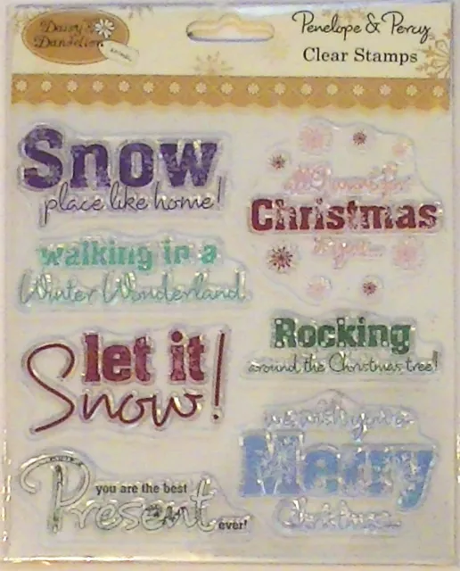 Papermania set clear rubber stamps Merry Christmas let it snow winter wonderland
