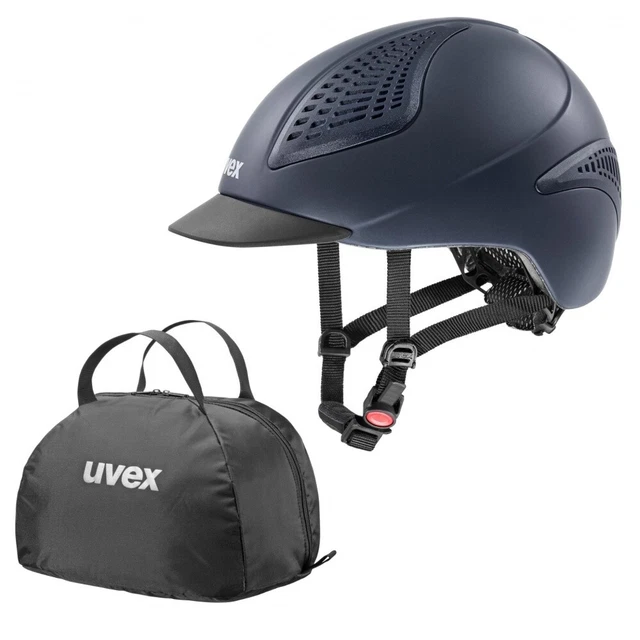 Reithelm EXXENTIAL II Uvex blue mat inkl. Uvex Helmtasche Reitkappe blau Reiter
