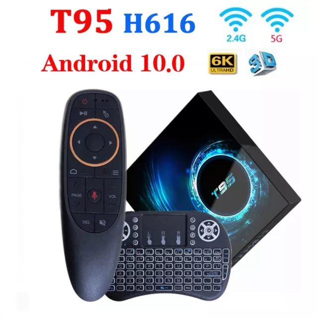 T95 Smart TV Box Android 10.0 Double Wifi 3D Voix 4G 64G 4K Quad Core  BT 5.0