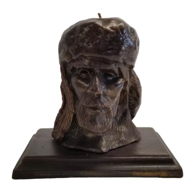 Zuni Candle Company Sculpture SIGNED Louise Cheama Wax Man Hat Feathers Beard