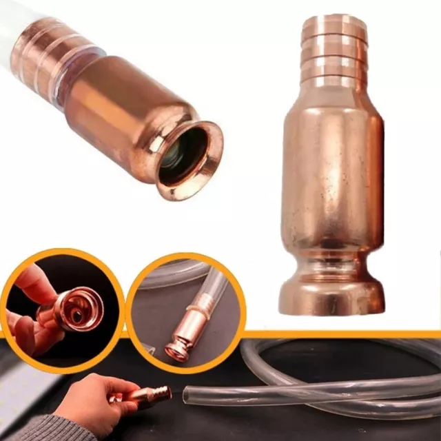 2pcs Copper Siphon Filler Pipe,Manual Pumping Oil Pipe Fittings Siphon-Connector